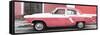 Cuba Fuerte Collection Panoramic - American Classic Car White and Pink-Philippe Hugonnard-Framed Stretched Canvas