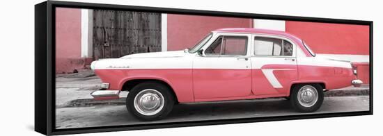 Cuba Fuerte Collection Panoramic - American Classic Car White and Pink-Philippe Hugonnard-Framed Stretched Canvas