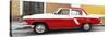 Cuba Fuerte Collection Panoramic - American Classic Car White and Red-Philippe Hugonnard-Stretched Canvas