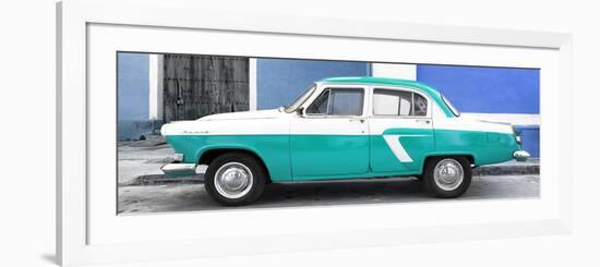 Cuba Fuerte Collection Panoramic - American Classic Car White and Turquoise-Philippe Hugonnard-Framed Photographic Print