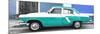 Cuba Fuerte Collection Panoramic - American Classic Car White and Turquoise-Philippe Hugonnard-Mounted Photographic Print