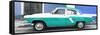 Cuba Fuerte Collection Panoramic - American Classic Car White and Turquoise-Philippe Hugonnard-Framed Stretched Canvas