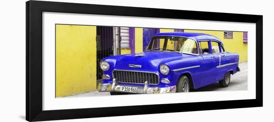 Cuba Fuerte Collection Panoramic - Beautiful Classic American Blue Car-Philippe Hugonnard-Framed Photographic Print