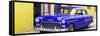 Cuba Fuerte Collection Panoramic - Beautiful Classic American Blue Car-Philippe Hugonnard-Framed Stretched Canvas