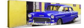 Cuba Fuerte Collection Panoramic - Beautiful Classic American Blue Car-Philippe Hugonnard-Stretched Canvas