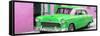 Cuba Fuerte Collection Panoramic - Beautiful Classic American Green Car-Philippe Hugonnard-Framed Stretched Canvas