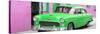 Cuba Fuerte Collection Panoramic - Beautiful Classic American Green Car-Philippe Hugonnard-Stretched Canvas