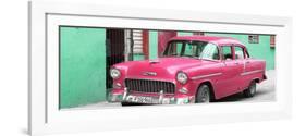 Cuba Fuerte Collection Panoramic - Beautiful Classic American Pink Car-Philippe Hugonnard-Framed Photographic Print