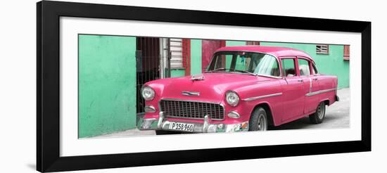 Cuba Fuerte Collection Panoramic - Beautiful Classic American Pink Car-Philippe Hugonnard-Framed Photographic Print