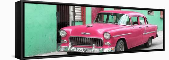 Cuba Fuerte Collection Panoramic - Beautiful Classic American Pink Car-Philippe Hugonnard-Framed Stretched Canvas