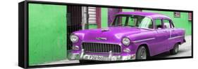 Cuba Fuerte Collection Panoramic - Beautiful Classic American Purple Car-Philippe Hugonnard-Framed Stretched Canvas