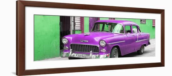 Cuba Fuerte Collection Panoramic - Beautiful Classic American Purple Car-Philippe Hugonnard-Framed Photographic Print