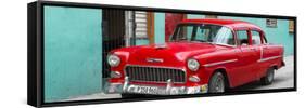 Cuba Fuerte Collection Panoramic - Beautiful Classic American Red Car-Philippe Hugonnard-Framed Stretched Canvas