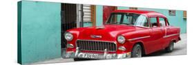 Cuba Fuerte Collection Panoramic - Beautiful Classic American Red Car-Philippe Hugonnard-Stretched Canvas