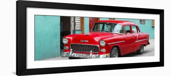 Cuba Fuerte Collection Panoramic - Beautiful Classic American Red Car-Philippe Hugonnard-Framed Photographic Print