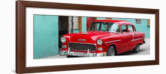 Cuba Fuerte Collection Panoramic - Beautiful Classic American Red Car-Philippe Hugonnard-Framed Photographic Print