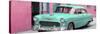 Cuba Fuerte Collection Panoramic - Beautiful Classic American Turquoise Car-Philippe Hugonnard-Stretched Canvas