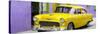 Cuba Fuerte Collection Panoramic - Beautiful Classic American Yellow Car-Philippe Hugonnard-Stretched Canvas
