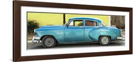 Cuba Fuerte Collection Panoramic - Beautiful Retro Blue Car-Philippe Hugonnard-Framed Photographic Print