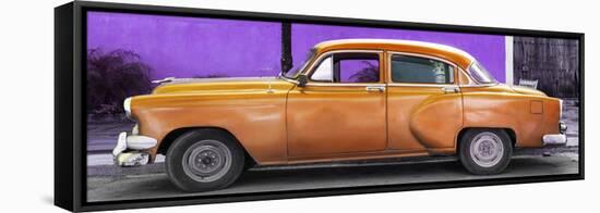 Cuba Fuerte Collection Panoramic - Beautiful Retro Orange Car-Philippe Hugonnard-Framed Stretched Canvas
