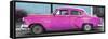 Cuba Fuerte Collection Panoramic - Beautiful Retro Pink Car-Philippe Hugonnard-Framed Stretched Canvas