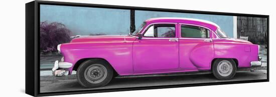 Cuba Fuerte Collection Panoramic - Beautiful Retro Pink Car-Philippe Hugonnard-Framed Stretched Canvas