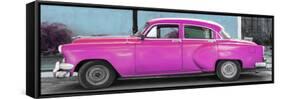 Cuba Fuerte Collection Panoramic - Beautiful Retro Pink Car-Philippe Hugonnard-Framed Stretched Canvas