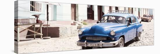 Cuba Fuerte Collection Panoramic - Blue Taxi in Trinidad-Philippe Hugonnard-Stretched Canvas