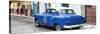 Cuba Fuerte Collection Panoramic - Blue Taxi Pontiac 1953-Philippe Hugonnard-Stretched Canvas