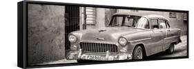 Cuba Fuerte Collection Panoramic BW - Beautiful Classic American Car-Philippe Hugonnard-Framed Stretched Canvas