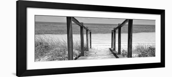 Cuba Fuerte Collection Panoramic BW - Boardwalk on the Beach II-Philippe Hugonnard-Framed Photographic Print