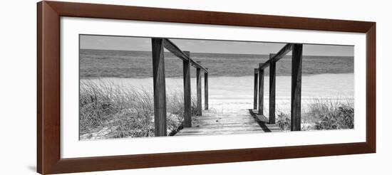 Cuba Fuerte Collection Panoramic BW - Boardwalk on the Beach II-Philippe Hugonnard-Framed Photographic Print