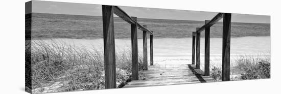 Cuba Fuerte Collection Panoramic BW - Boardwalk on the Beach II-Philippe Hugonnard-Stretched Canvas