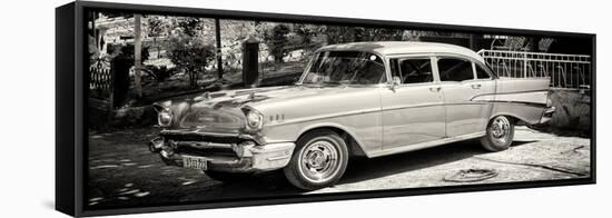 Cuba Fuerte Collection Panoramic BW - Classic Car in Vinales-Philippe Hugonnard-Framed Stretched Canvas