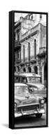 Cuba Fuerte Collection Panoramic BW - Classic Cars in Havana II-Philippe Hugonnard-Framed Stretched Canvas