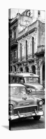 Cuba Fuerte Collection Panoramic BW - Classic Cars in Havana II-Philippe Hugonnard-Stretched Canvas