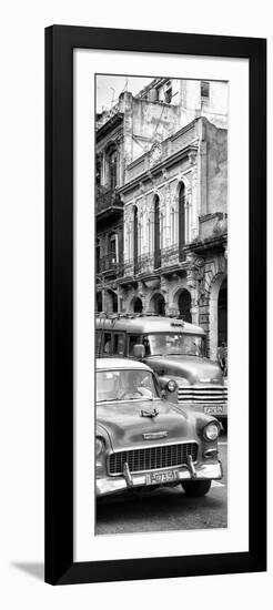 Cuba Fuerte Collection Panoramic BW - Classic Cars in Havana II-Philippe Hugonnard-Framed Photographic Print