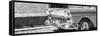Cuba Fuerte Collection Panoramic BW - Close-up of Classic Car-Philippe Hugonnard-Framed Stretched Canvas