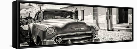 Cuba Fuerte Collection Panoramic BW - Cuban Chevy-Philippe Hugonnard-Framed Stretched Canvas