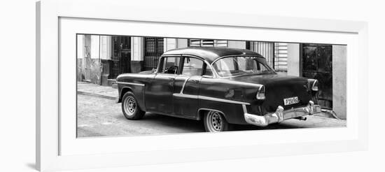 Cuba Fuerte Collection Panoramic BW - Cuban Classic Car in Havana II-Philippe Hugonnard-Framed Photographic Print