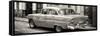 Cuba Fuerte Collection Panoramic BW - Cuban Classic Car in Havana III-Philippe Hugonnard-Framed Stretched Canvas