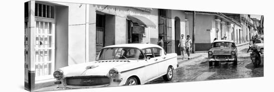 Cuba Fuerte Collection Panoramic BW - Cuban Street Scene II-Philippe Hugonnard-Stretched Canvas