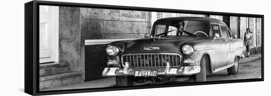 Cuba Fuerte Collection Panoramic BW - Cuban Street Scene II-Philippe Hugonnard-Framed Stretched Canvas