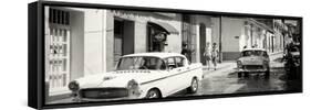 Cuba Fuerte Collection Panoramic BW - Cuban Street Scene-Philippe Hugonnard-Framed Stretched Canvas