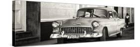 Cuba Fuerte Collection Panoramic BW - Cuban Street Scene-Philippe Hugonnard-Stretched Canvas