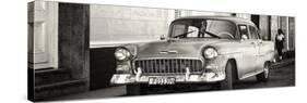 Cuba Fuerte Collection Panoramic BW - Cuban Street Scene-Philippe Hugonnard-Stretched Canvas