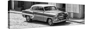 Cuba Fuerte Collection Panoramic BW - Cuban Taxi II-Philippe Hugonnard-Stretched Canvas