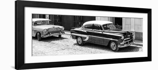 Cuba Fuerte Collection Panoramic BW - Cuban Taxis II-Philippe Hugonnard-Framed Photographic Print