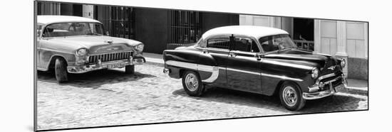 Cuba Fuerte Collection Panoramic BW - Cuban Taxis II-Philippe Hugonnard-Mounted Photographic Print