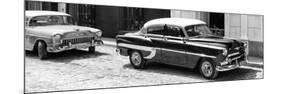 Cuba Fuerte Collection Panoramic BW - Cuban Taxis II-Philippe Hugonnard-Mounted Photographic Print